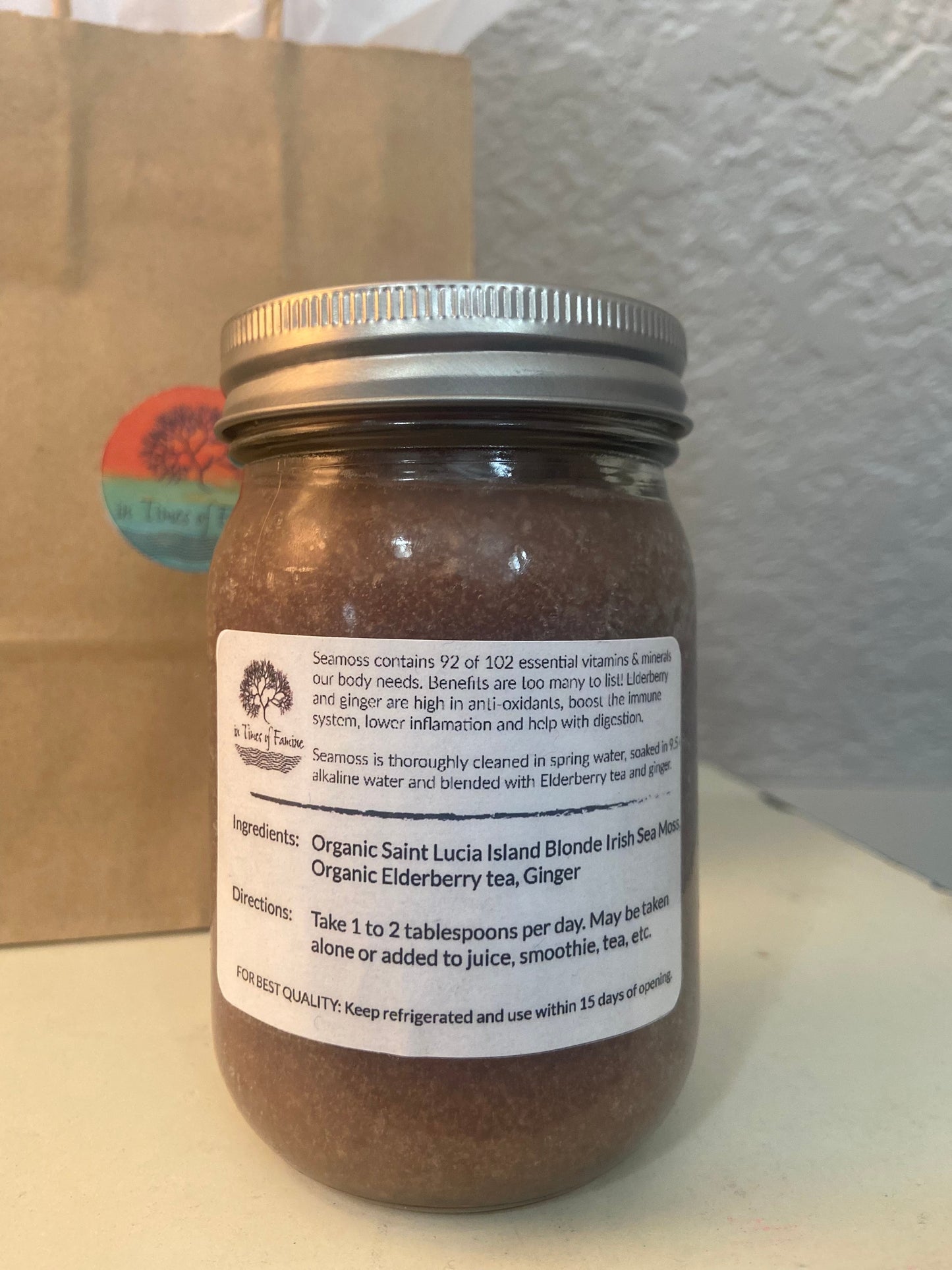 Sea Moss Gel (Elderberry and Ginger) - 12 oz. (SHIPPING ONLY)*